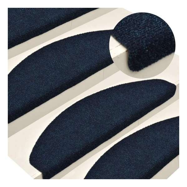 vidaXL Trapmatten zelfklevend 15 st 65x21x4 cm naaldvilt marineblauw vidaXL Trapmatten zelfklevend 15 st 65x21x4 cm naaldvilt marineblauw