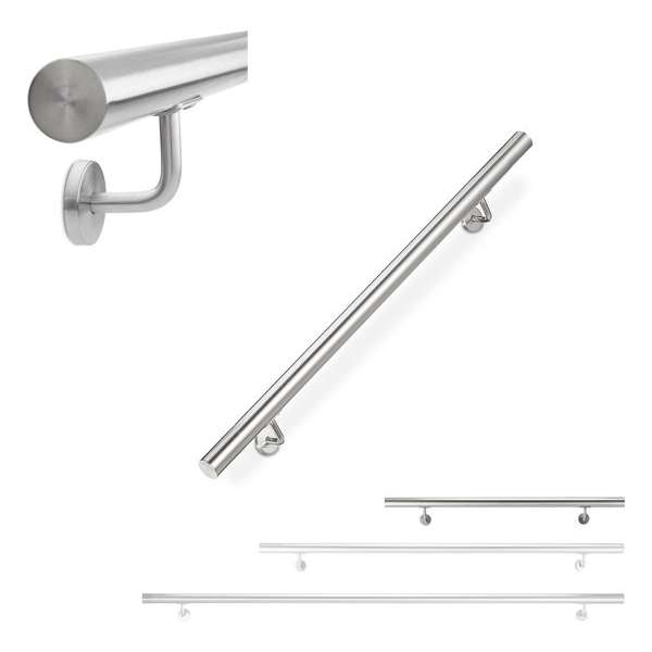 relaxdays trapleuning rvs - 42 mm - leuning - binnen - buiten - houders - metaal - muur relaxdays trapleuning rvs - 42 mm - leuning - binnen - buiten - houders - metaal - muur