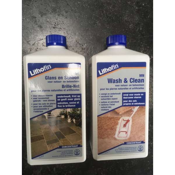 Lithofin MN Voordeelpakket - Wash en Clean & Glans en Schoon - NATUURSTEEN - 2 x 1L Lithofin MN Voordeelpakket - Wash en Clean & Glans en Schoon - NATUURSTEEN - 2 x 1L