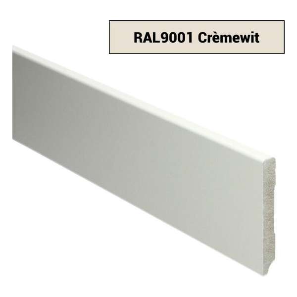 Hoge plinten - MDF - Moderne plint 90x12 mm - Wit - Voorgelakt - RAL 9001 - Per stuk 2,4m Hoge plinten - MDF - Moderne plint 90x12 mm - Wit - Voorgelakt - RAL 9001 - Per stuk 2,4m