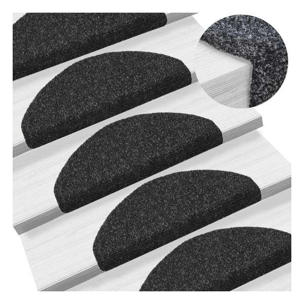 Trapmat trapbekleding trap set 15 zwart zelfklevend plakmat plakken 54x16x4cm