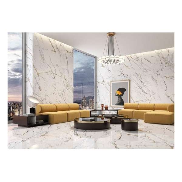 XL Tegels Ibiza Gold 120x120 Marmerlook Gepolijst Hoogglans Vloer en Wand tegels Prijs per m2 XL Tegels Ibiza Gold 120x120 Marmerlook Gepolijst Hoogglans Vloer en Wand tegels Prijs per m2