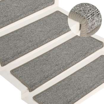 vidaXL Trapmatten 15 st 65x25 cm wit en grijs