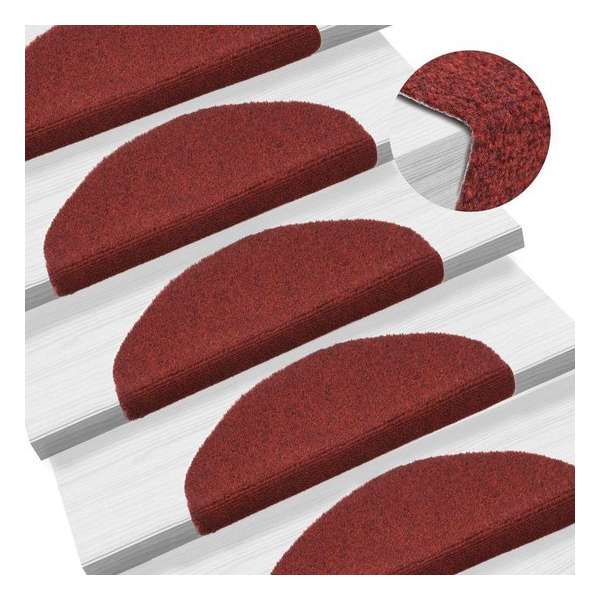 Trapmat trappenmat set trapmatten trapbekleding mat voor trap donker rood set 15 65x21x4cm