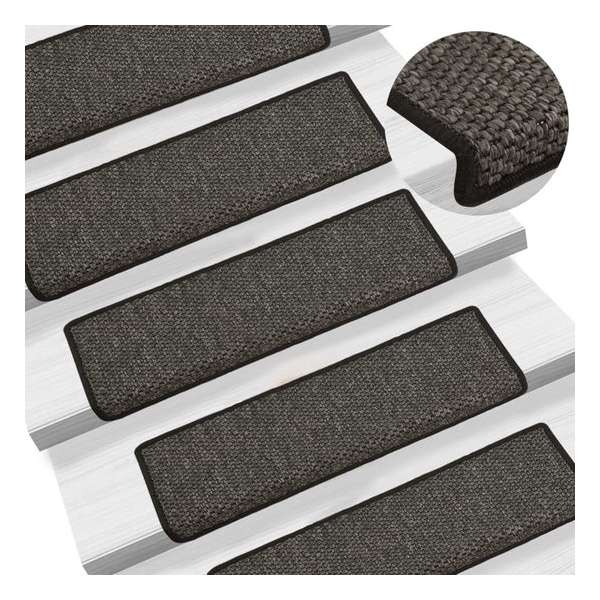 vidaXL Trapmatten zelfklevend 15 st sisal-look 65x25 cm antracietkleur vidaXL Trapmatten zelfklevend 15 st sisal-look 65x25 cm antracietkleur