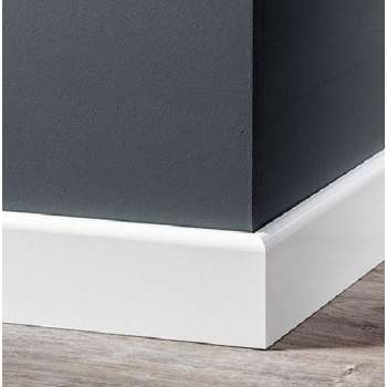 Overschilderbaar  MDF Eigentijdse plint 70x15 wit gegrond (12 m)