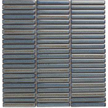 0,87m² - Mozaiek Tegels - Sevilla Kitkat mini's Grijs-Blauw spikkel Glans 1,2x9,2cm