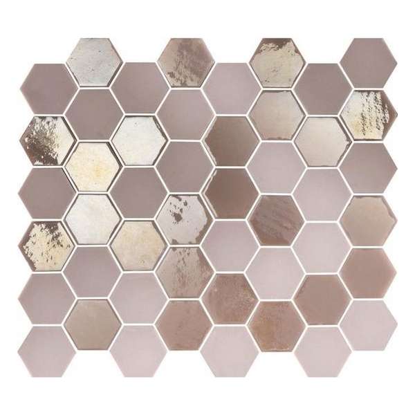 1m² -Mozaiek Valencia Hexagon Roze 4,3x4,9 1m² -Mozaiek Valencia Hexagon Roze 4,3x4,9