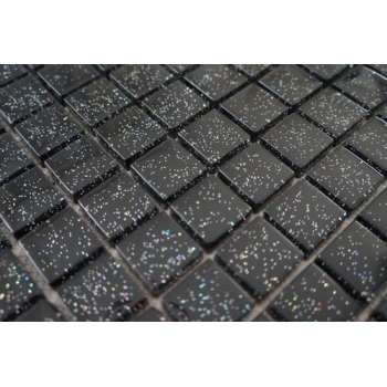 Mozaiek tegel glas zwart glitter 30 x 30