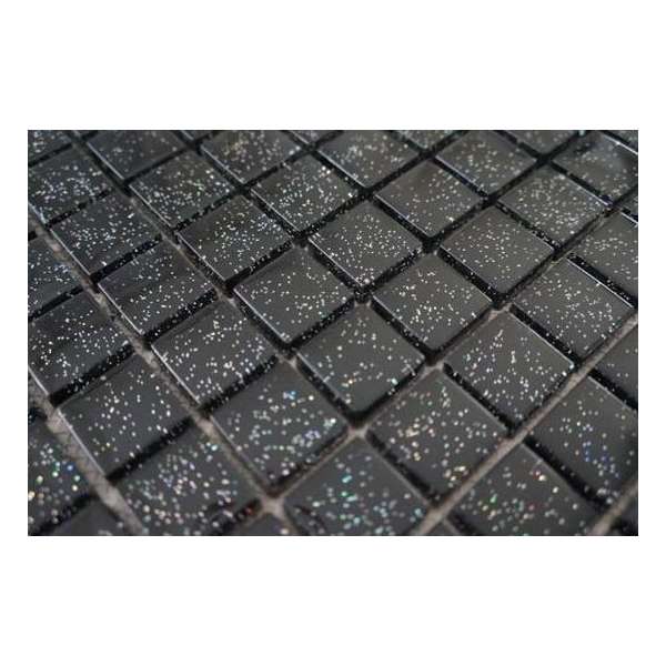 Mozaiek tegel glas zwart glitter 30 x 30 Mozaiek tegel glas zwart glitter 30 x 30