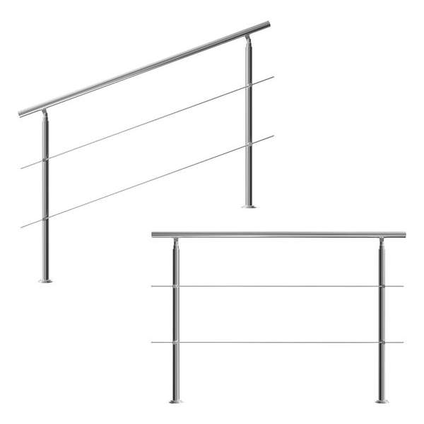 Monzana trapleuning edelstaal – 160 cm met 2 horizontale spijlen – balustrade Monzana trapleuning edelstaal – 160 cm met 2 horizontale spijlen – balustrade