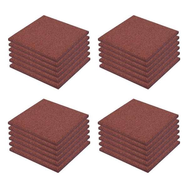 vidaXL Valtegels 24 st 50x50x3 cm rubber rood vidaXL Valtegels 24 st 50x50x3 cm rubber rood