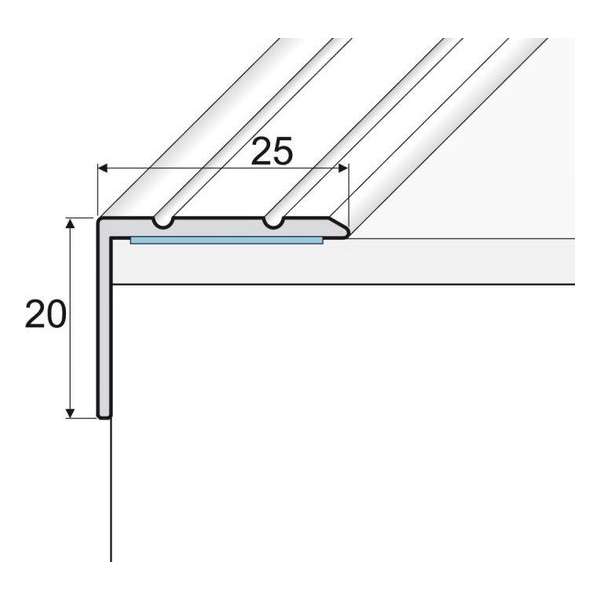A36 Aluminium hoekprofiel zelfklevend 100cm x 25 x 20 mm A36 Aluminium hoekprofiel zelfklevend 100cm x 25 x 20 mm