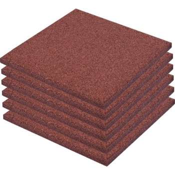 vidaXL Valtegel 6 st 50x50x3 cm rubber rood