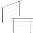 Monzana trapleuning edelstaal – 160 cm met 3 horizontale spijlen – balustrade