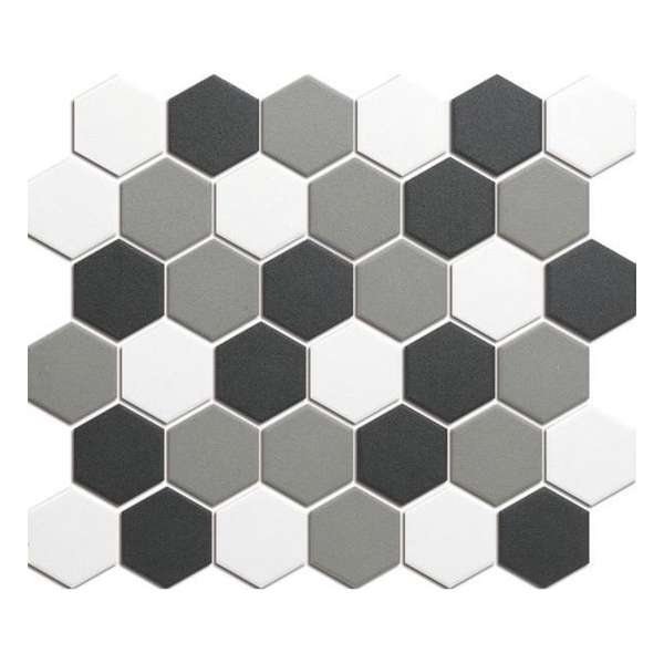 0,91m² -Mozaiek tegel London Hexagon Donker Grijs mix 5,1x5,9 0,91m² -Mozaiek tegel London Hexagon Donker Grijs mix 5,1x5,9