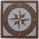 Graniet Mozaiek tegel rood/wit medallion windroos 67 x 67 cm