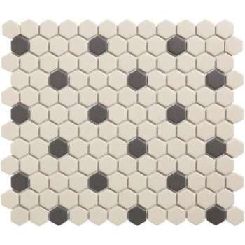 0,78m² -Mozaiek tegel London Hexagon Wit/Zwart 18 2,3x2,6