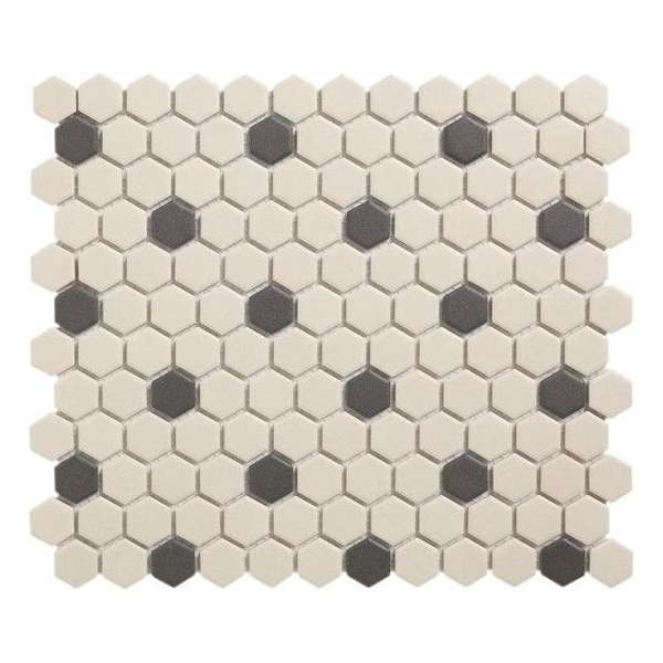 0,78m² -Mozaiek tegel London Hexagon Wit/Zwart 18 2,3x2,6 0,78m² -Mozaiek tegel London Hexagon Wit/Zwart 18 2,3x2,6