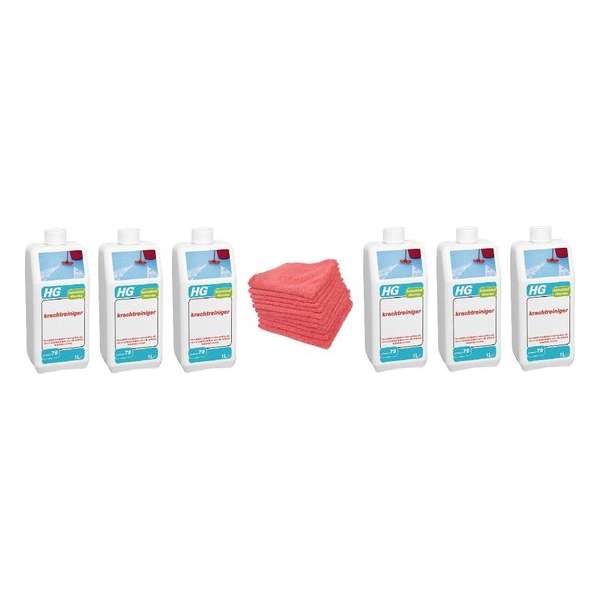 HG kunststof vloeren krachtreiniger (HG product 79) Doos 6 Stuks + 10 Microvezeldoeken