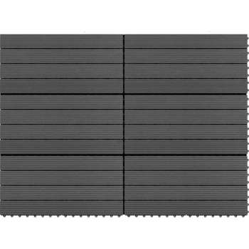 vidaXL Terrastegels 6 st 60x30 cm 1.08 m² HKC zwart