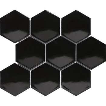 0,76m² - Mozaiek Tegels - Barcelona Hexagon Zwart 9,5x11