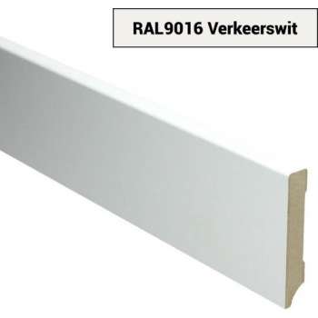 Hoge plinten - MDF - Moderne plint 90x15 mm - Wit - Voorgelakt - RAL 9016 - Per stuk 2,4m