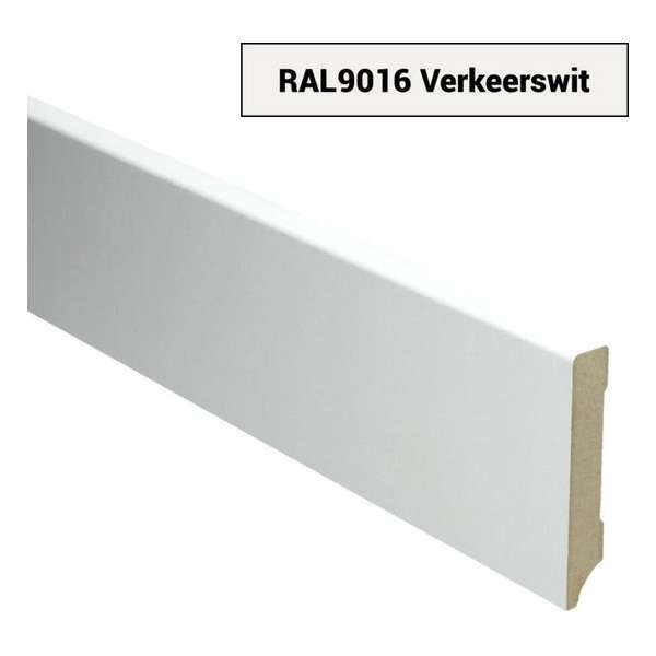 Hoge plinten - MDF - Moderne plint 90x15 mm - Wit - Voorgelakt - RAL 9016 - Per stuk 2,4m Hoge plinten - MDF - Moderne plint 90x15 mm - Wit - Voorgelakt - RAL 9016 - Per stuk 2,4m