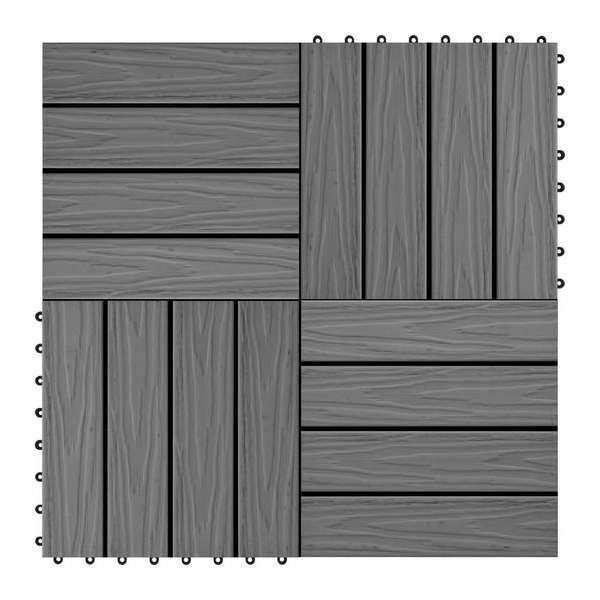 vidaXL Terrastegels diep reliëf 30x30 cm 1 m² HKC grijs 11 st vidaXL Terrastegels diep reliëf 30x30 cm 1 m² HKC grijs 11 st