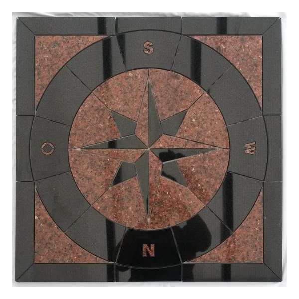 Graniet mozaiek tegel - Geschikt voor buiten - Medallion 67 x 67cm - zwart rood glanzend Graniet mozaiek tegel - Geschikt voor buiten - Medallion 67 x 67cm - zwart rood glanzend