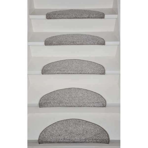 Trapmat Halve maan effen beige - beige rand 15 stuks Trapmat Halve maan effen beige - beige rand 15 stuks