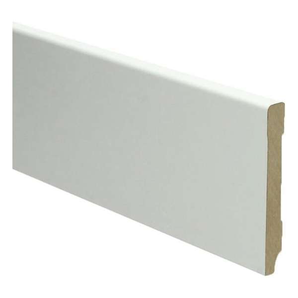 Hoge plinten - MDF - Moderne plint 90x12 mm - Wit - Voorgelakt - RAL 9010 - Per stuk 2,4m Hoge plinten - MDF - Moderne plint 90x12 mm - Wit - Voorgelakt - RAL 9010 - Per stuk 2,4m