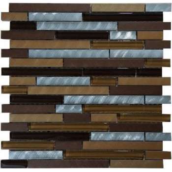 Mozaiek tegel 30x30 bruin goud ziver