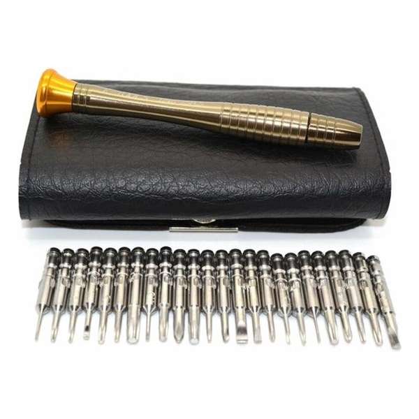 Universele 25-delige Reparatie Tool Kit - Voor smartphones en Playstation PSP - incl. kunstleren etui Universele 25-delige Reparatie Tool Kit - Voor smartphones en Playstation PSP - incl. kunstleren etui