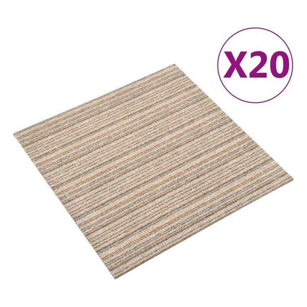 vidaXL Tapijttegels 20 st 5 m² 50x50 cm gestreept beige vidaXL Tapijttegels 20 st 5 m² 50x50 cm gestreept beige