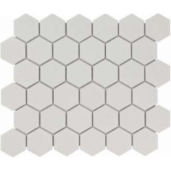 The Mosaic Factory Barcelona mozaïektegel 5.1x5.9x0.6cm voor wand en vloer voor binnen en buiten Zeshoek Keramiek Wit