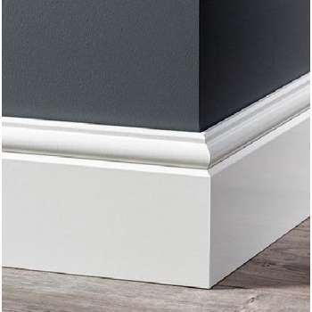 MDF Barok plint 120 MM x 15 MM wit voorgelakt. RAL 9010