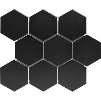 0,76m² - Mozaiek Tegels - Barcelona Hexagon Zwart Mat 9,5x11