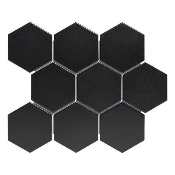 0,76m² - Mozaiek Tegels - Barcelona Hexagon Zwart Mat 9,5x11 0,76m² - Mozaiek Tegels - Barcelona Hexagon Zwart Mat 9,5x11