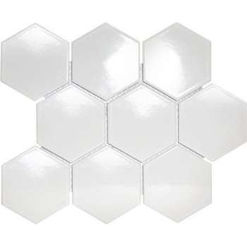 0,76m² - Mozaiek Tegels - Barcelona Hexagon Wit 9,5x11