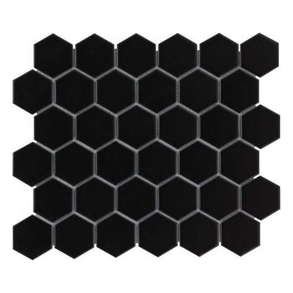 0,91m² - Mozaiek Tegels - Barcelona Hexagon Zwart Mat 5,1x5,9 0,91m² - Mozaiek Tegels - Barcelona Hexagon Zwart Mat 5,1x5,9