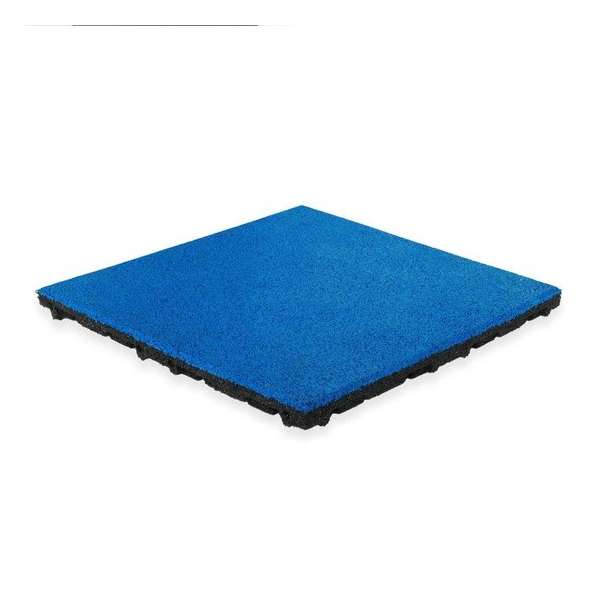 Rubber tegel met EPDM toplaag - 50 x 50 cm - 45 mm - Helder blauw (RAL 5017) Rubber tegel met EPDM toplaag - 50 x 50 cm - 45 mm - Helder blauw (RAL 5017)