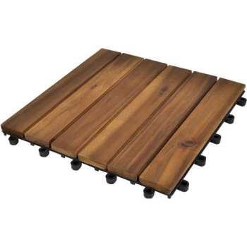 Terrastegels verticaal - Acaciahout - Bruin - 30x30x2.4 cm - Kunststof - 30 stuks