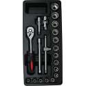 Hofftech Gevulde Gereedschapswagen-Tray Dopsleutelset 3/8" (20 Delig)