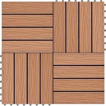 Terrastegels diep reliëf 30x30 cm 1 m² HKC teakkleur 11 st