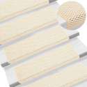 vidaXL Trapmatten zelfklevend 15 st sisal-look 65x25 cm crèmekleurig