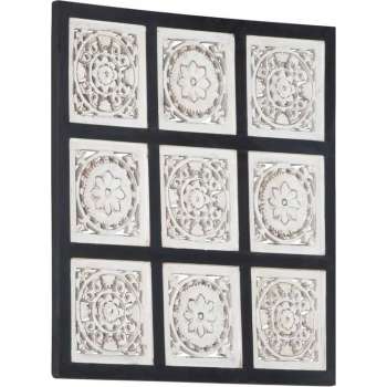 vidaXL Wandpaneel handgesneden 60x60x1.5 cm MDF zwart en wit