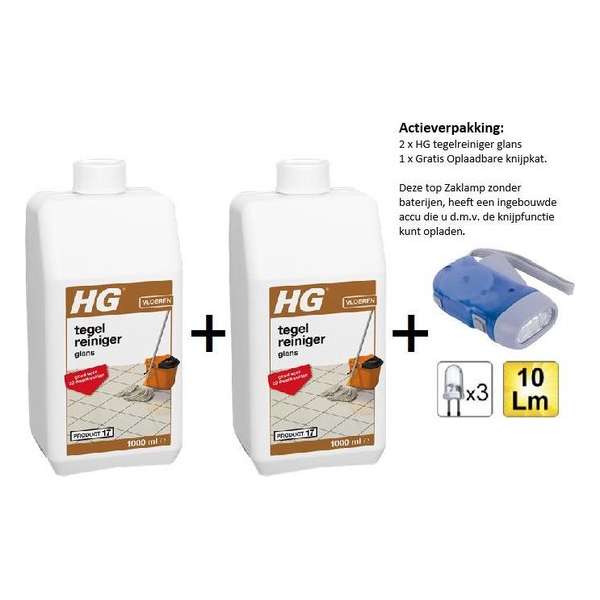 HG tegelreiniger glans - 2 stuks - Gratis Knijpkat - Gratis Zaklamp HG tegelreiniger glans - 2 stuks - Gratis Knijpkat - Gratis Zaklamp