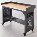 Datona® Werkbank PRO - bamboe werkblad - legbord verrijdbaar - 150 cm -  Zwart