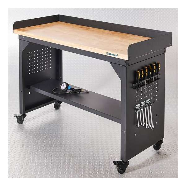 Datona® Werkbank PRO - bamboe werkblad - legbord verrijdbaar - 150 cm - Zwart Datona® Werkbank PRO - bamboe werkblad - legbord verrijdbaar - 150 cm - Zwart